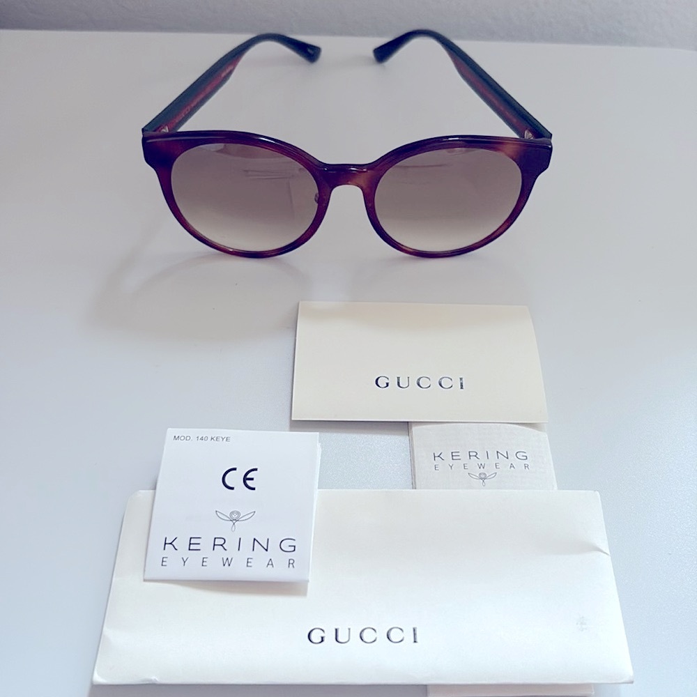 NEW [Gucci] Authenticated Luxury Round Sunglasses in Tortoiseshell/Green Acetate - Picture 6 of 15